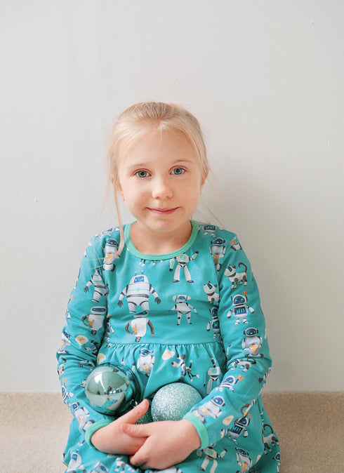 Kleid aus Bio-Jersey Robots