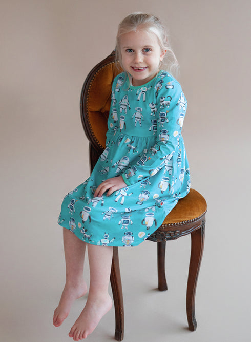 Kleid aus Bio-Jersey Robots